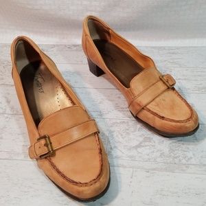 Trotters Tan Distressed Leather Loafers Sz 9W